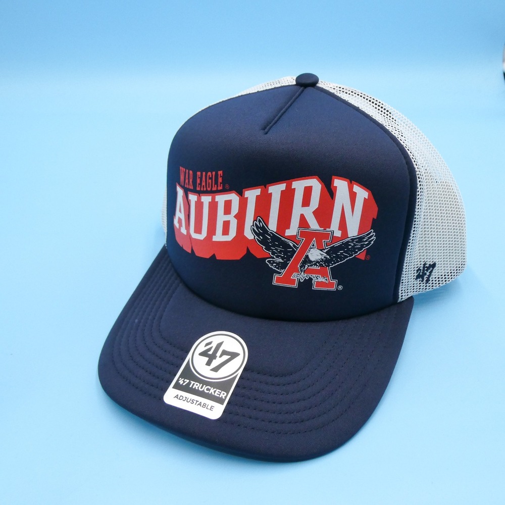 '47 Brand Trucker Hat Mens One Size Auburn Tigers Navy Blue Mesh Snapback Cap‎